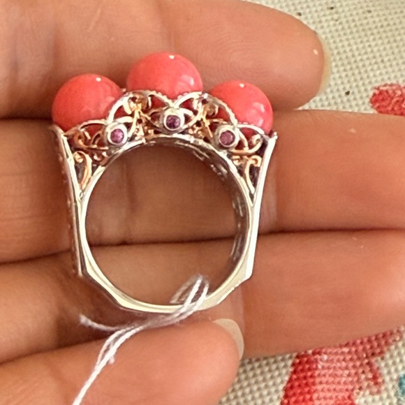 Jewelry - Bamboo Coral accented by Rhodolite sterling silver 925 Ring